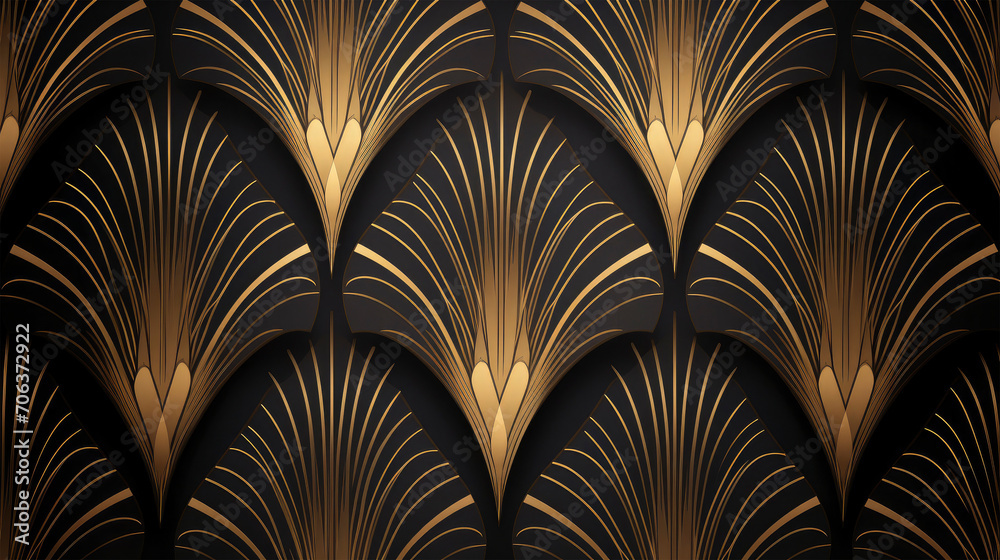 Golden abstract flowers blossoms isolated on black background texture, modern luxury elegant design Golden abstract flowers blossoms isolated on black background texture, modern luxury elegant design