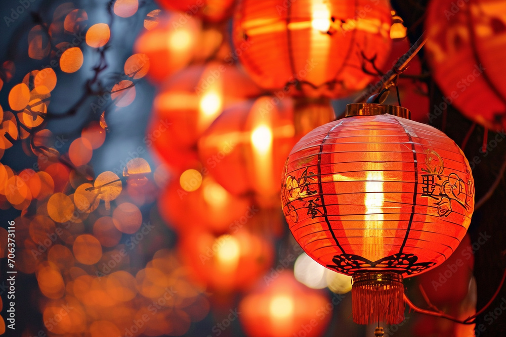 group of red lanterns, typical for new chinese lunar year group of red lanterns, typical for new chinese lunar year