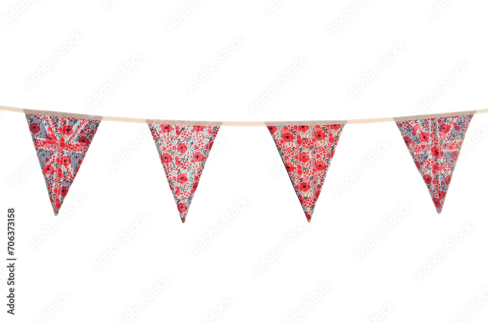 Fototapeta premium Remembrance day themed poppy bunting isolated on a white background