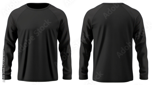 Black t shirt front and back view. Transparent background. PNG © Viktor