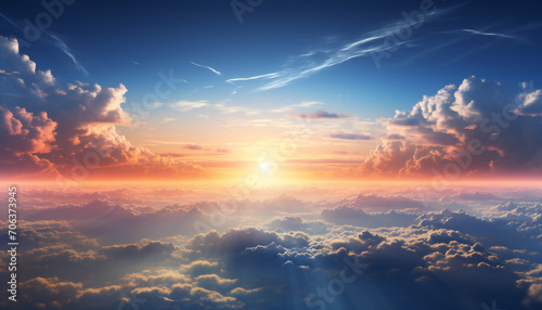 Recreation of clouds and sun in a paradisiac sunset