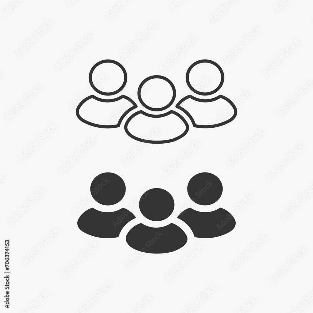 person, people icon set. user, member, group people, teamwork flat style symbol. group symbol sign icon for graphic, web, ui ux, mobile design
