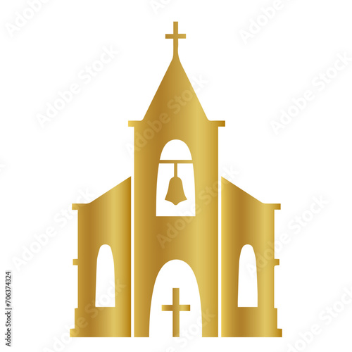 golden church vector, gold cross icon, gold church icon