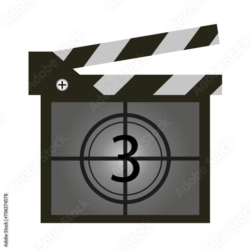 Numerator with number 3 line icon. Film, cinema, popcorn, theater, director, actor, screen, art, comedy, film. Vector icon for business and advertising