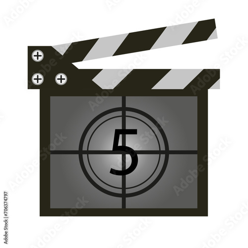 Numerator with number 5 line icon. Film, cinema, popcorn, theater, director, actor, screen, art, comedy, film. Vector icon for business and advertising