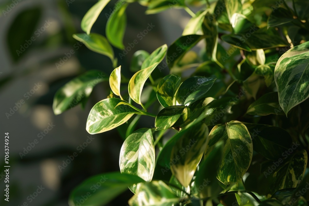 A close up view of a plant with vibrant green leaves. This image can be used to showcase the beauty of nature or as a background for various projects A close up view of a plant with vibrant green leaves. This image can be used to showcase the beauty of nature or as a background for various projects
