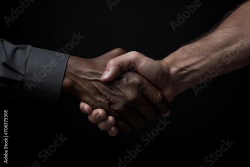 Handshake Uniting Diverse Individuals Against Dark Background