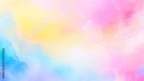 Abstract rose pink, yellow and sapphire blue watercolor splash background