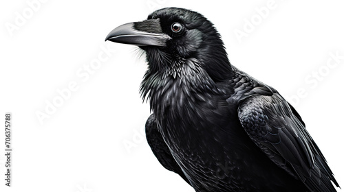 raven on a white background photo