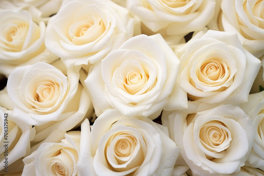 top view of white roses floral background generative ai top view of white roses floral background generative ai
