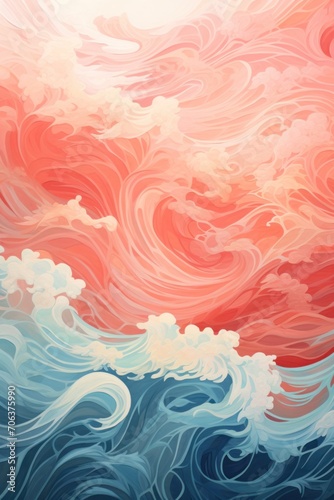 Abstract water ocean wave, peach, salmon, coral texture