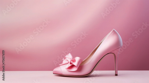 High heeled shoes, in pink, luxury elegant in pink background, business or party