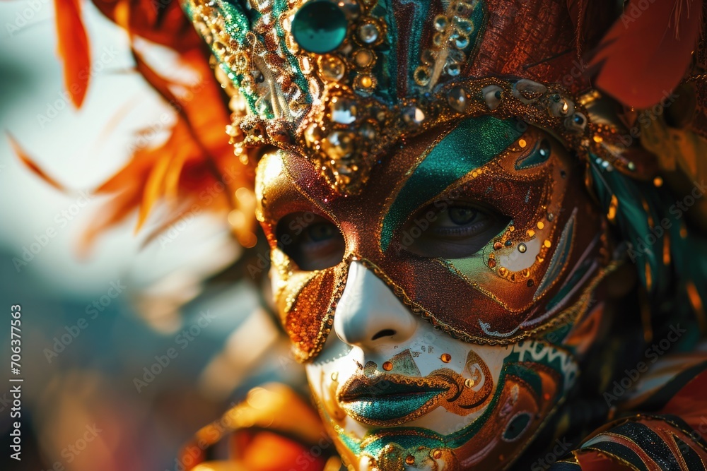 A person is shown in a close-up wearing a mask. This image can be used to represent safety, protection, or anonymity.