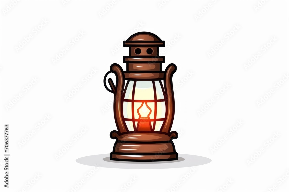 Lantern with light on solid white background