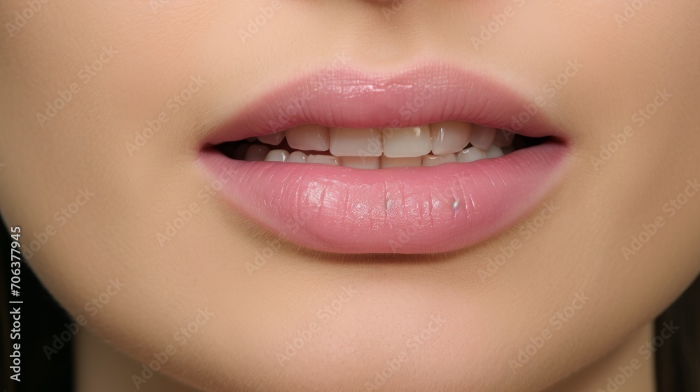 Fototapeta premium Close-up of a professional cosmetologist doing filler injections for lip augmentation and correction in the clinic. Spa treatments, beauty, concepts.