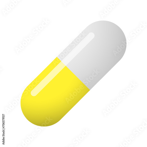 White yellow pill line icon. Tablet, doctor, medicine, pharmacy, disease, prescription, treatment, medicine, capsule, pharmacist. Vector icon for business and advertising