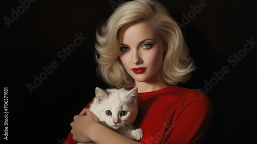 woman with a cat