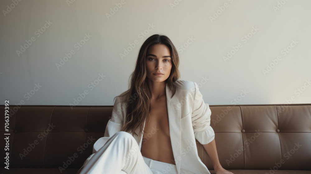 Portrait of comfortable woman relaxing on sofa. Portrait of comfortable woman relaxing on sofa.