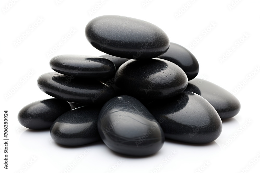 Black spa stones isolated on white background Black spa stones isolated on white background