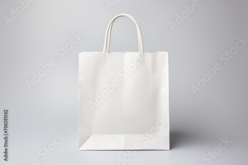 White paper shopping bag on white background