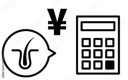 AGA (thinning hair treatment) and calculator (price) icons, image of AGA