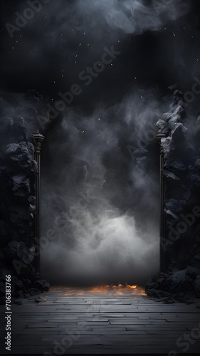 Atmospheric elements: a combination of smoke, fog, textures and backgrounds created by AI