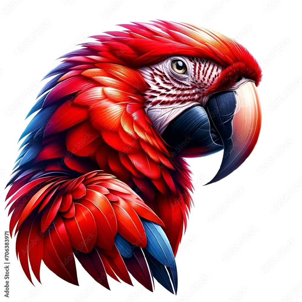 Fototapeta premium AI generated illustration of a single colorful parrot facing the viewer