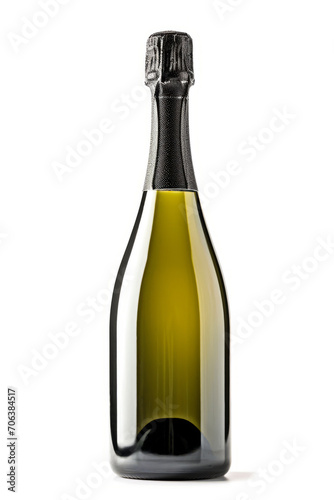 bottle of Champagne wine, isolated on white background 