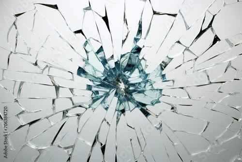 glass shattering on white background.