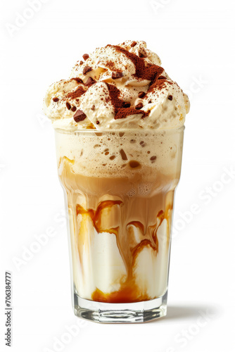Iced Coffee Float (Affogato), isolated on white background