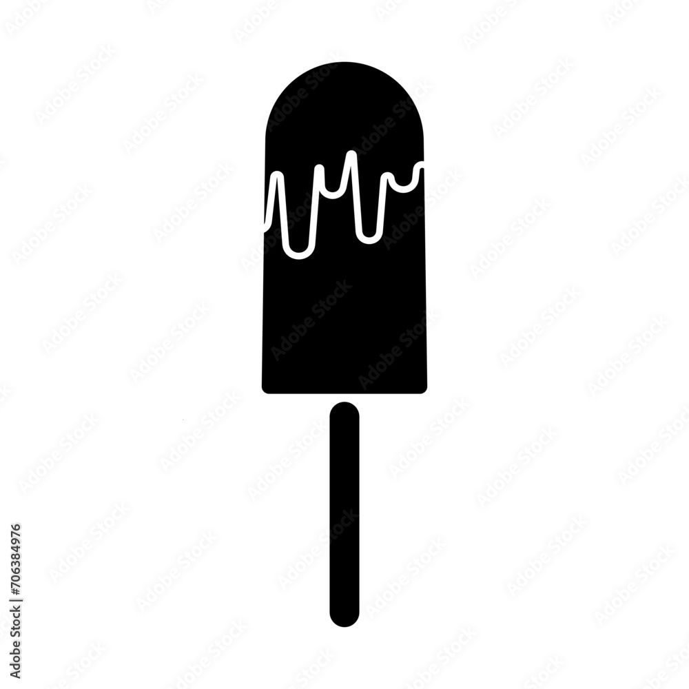 Ice cream with icing line icon. Sweetness, heat, dessert, plumbeer, milk, summer, ice. Vector icon for business and advertising