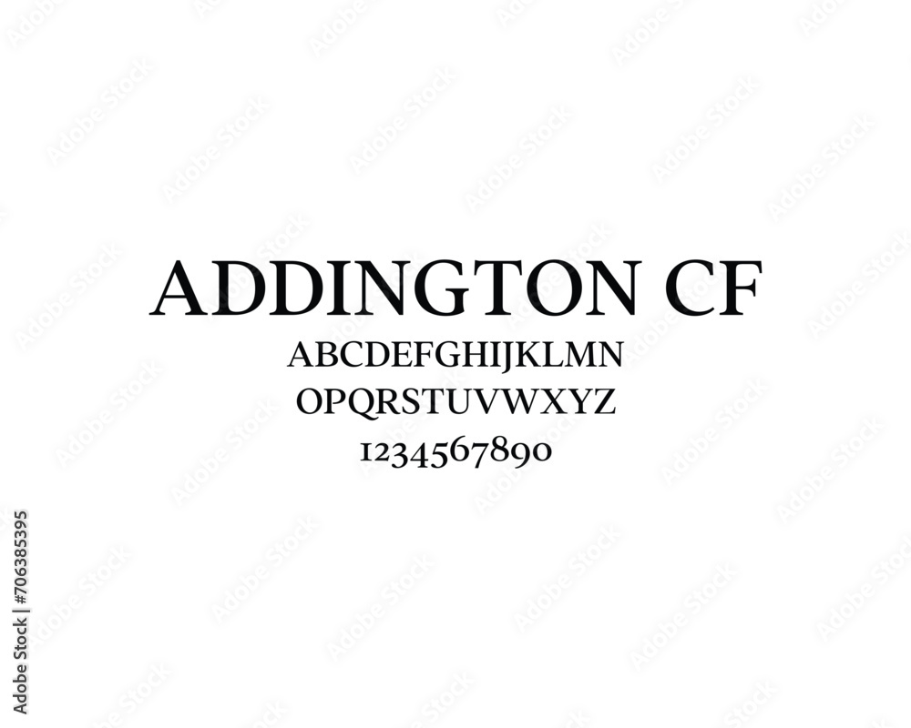 Addington CF font, font, letter, number, design
