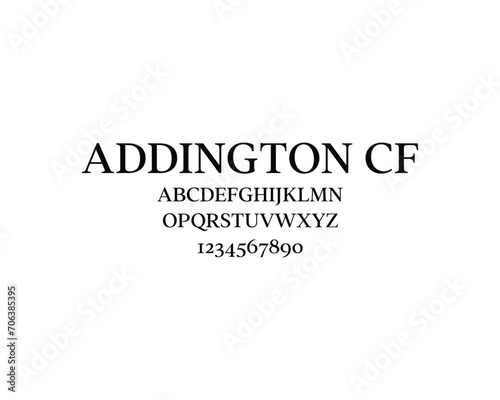 Addington CF font, font, letter, number, design