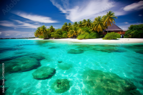 Maldives Islands Ocean Tropical Beach Neural network AI generated art