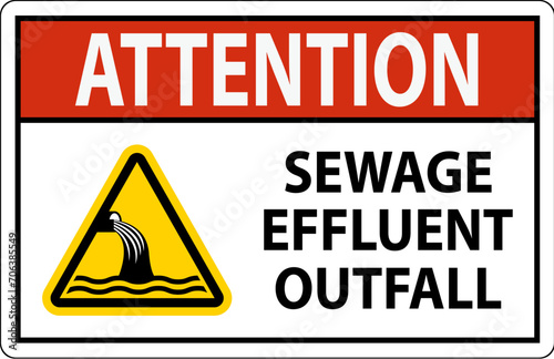 Water Safety Sign Attention - Sewage Effluent Outfall