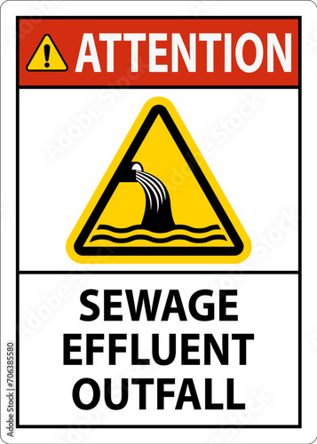 Water Safety Sign Attention - Sewage Effluent Outfall