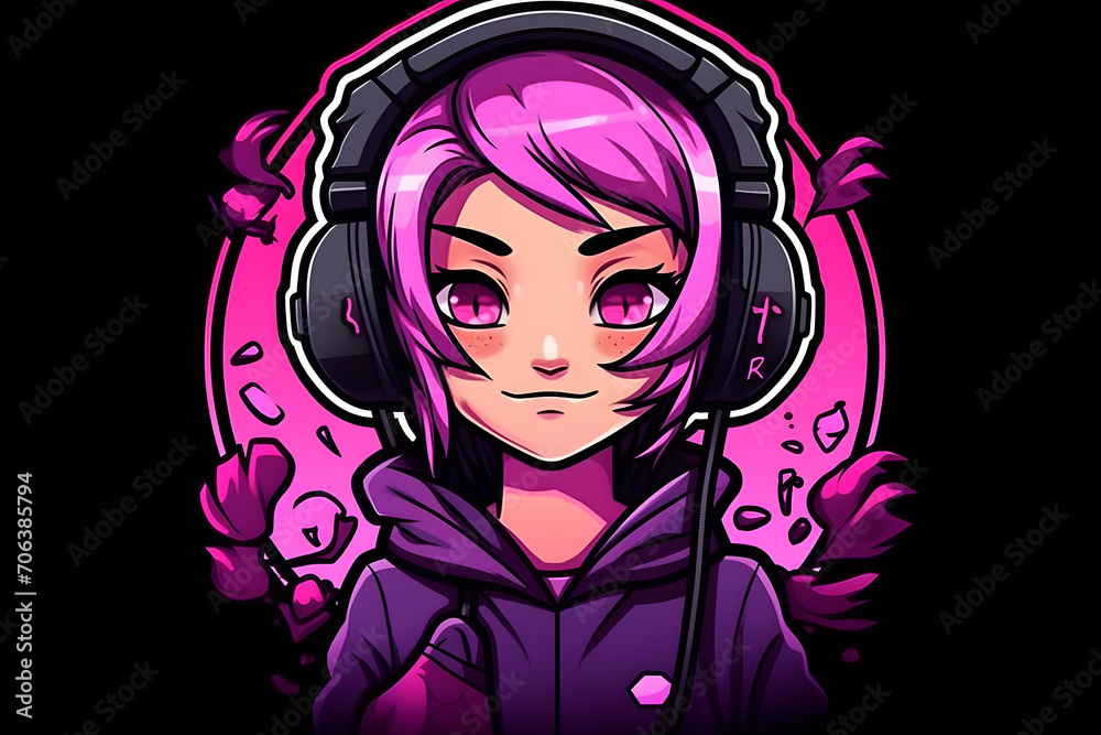 kawaii girl in anime style with headphones. Neural network AI generated art kawaii girl in anime style with headphones. Neural network AI generated art