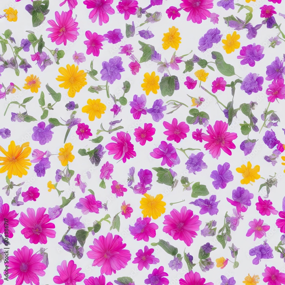 Flowers. Abstract seamless pattern. AI generated.