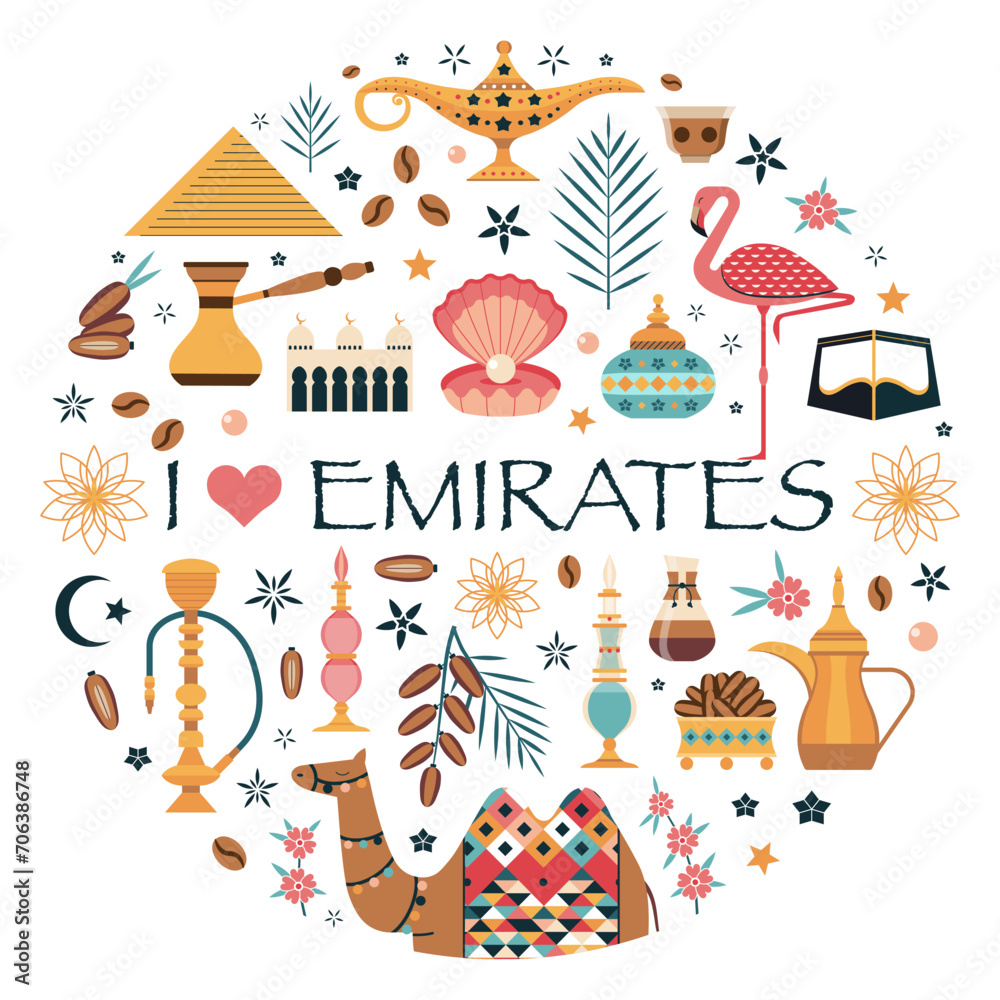 I Love Emirates Travel Circle Print