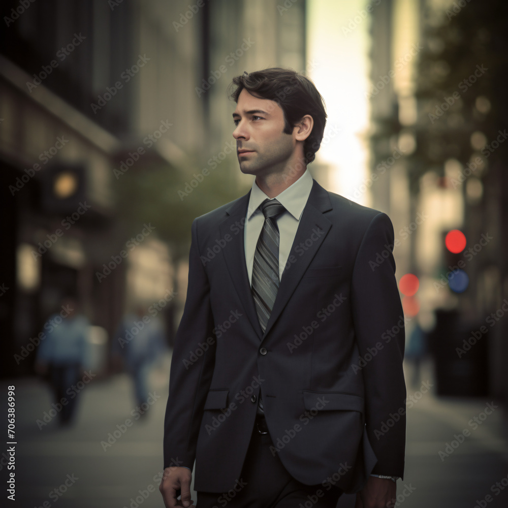 A well-dressed businessman in a classic black suit