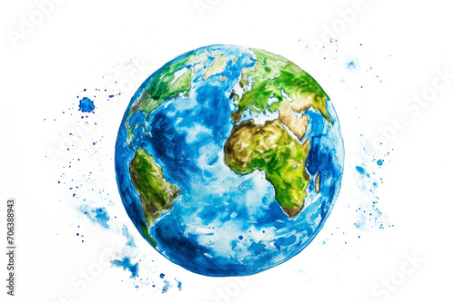 Watercolor planet, cut out - stock png. 
