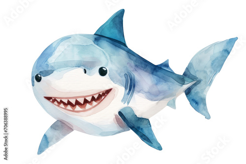 Cartoon baby shark on a transparent background