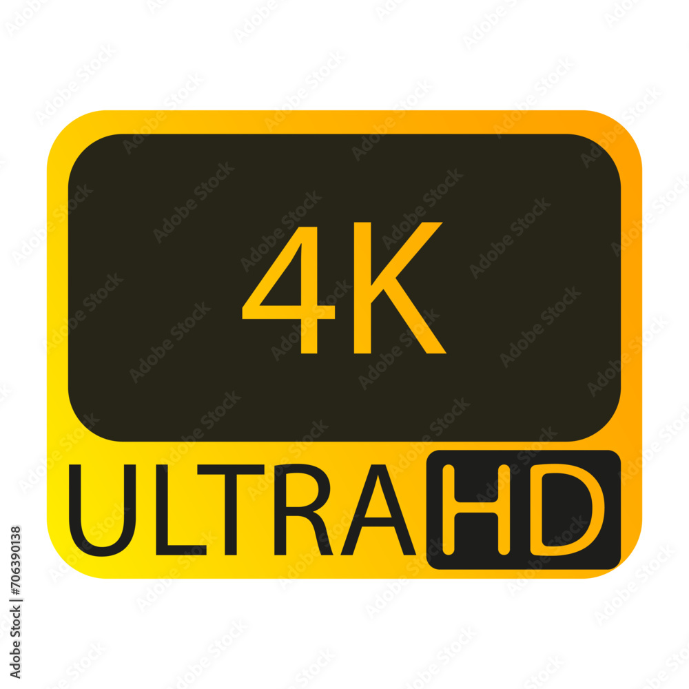 Quality 4K ULTRA HD line icon. Resolution, image, camera, display, photo, matrix. Vector icon for business and advertising
