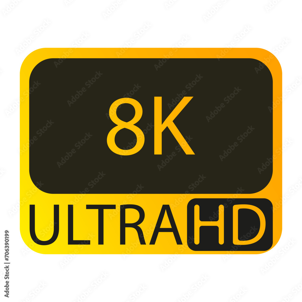 Quality 8K ULTRA HD line icon. Resolution, image, camera, display, photo, matrix. Vector icon for business and advertising