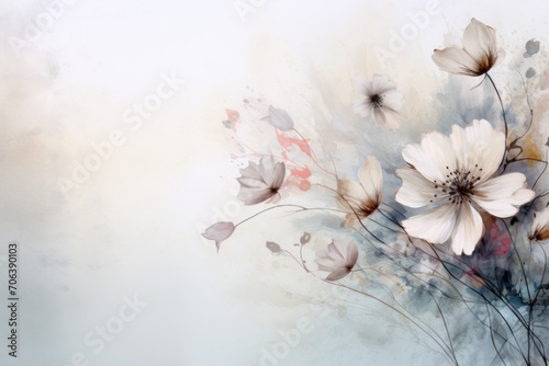 Banner with flowers on light pewter background © GalleryGlider