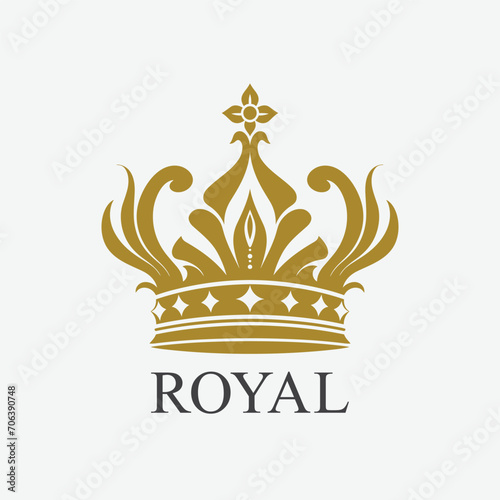 Premium and modern gold crown royal logo design vector illustration template. A perfect brand element sign for a touch of luxury.