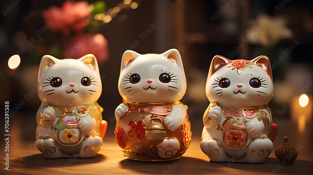 Obraz premium Charming Collection of Ceramic Cats