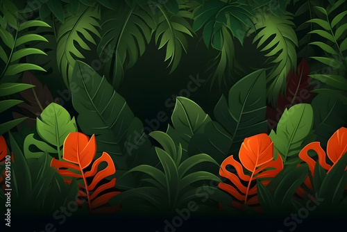 Bright beautiful summer background with tropical leaves. Neural network AI generated art