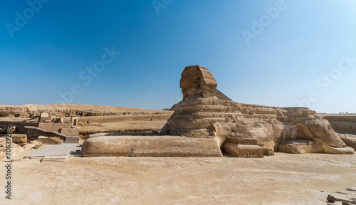 sphinx in the Egyptian desert near the pyramids in Luxor