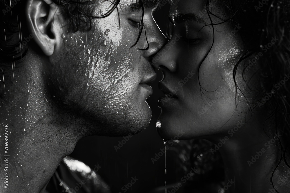A romantic moment captured in the rain. Perfect for love stories or romantic themes A romantic moment captured in the rain. Perfect for love stories or romantic themes
